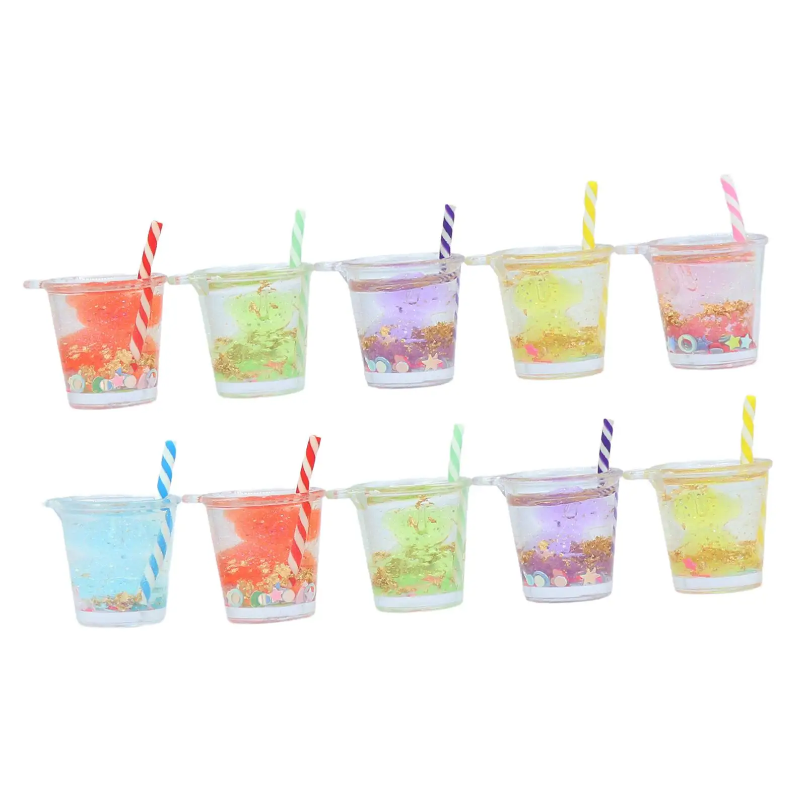 10Pcs 1/12 Scale Dollhouse Juice Cups for Dollhouse Restaurants Living Room