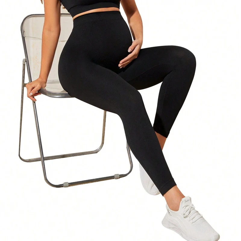 Leggings de Yoga sin costuras para maternidad, soporte para el vientre, ropa informal antideslizante para deportes al aire libre, pantalones para mujeres embarazadas para primavera, verano y otoño - imagen 4