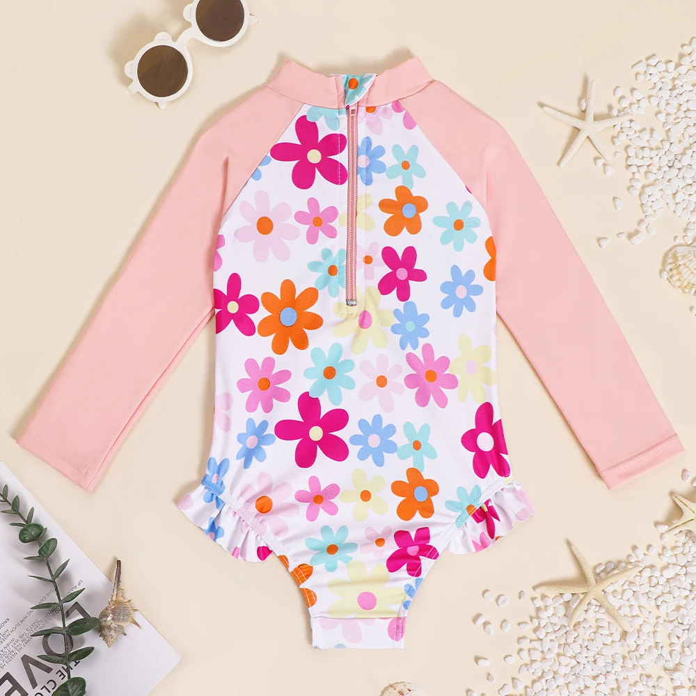 Traje de baño una pieza con protección solar y cremallera para niña - imagen 4