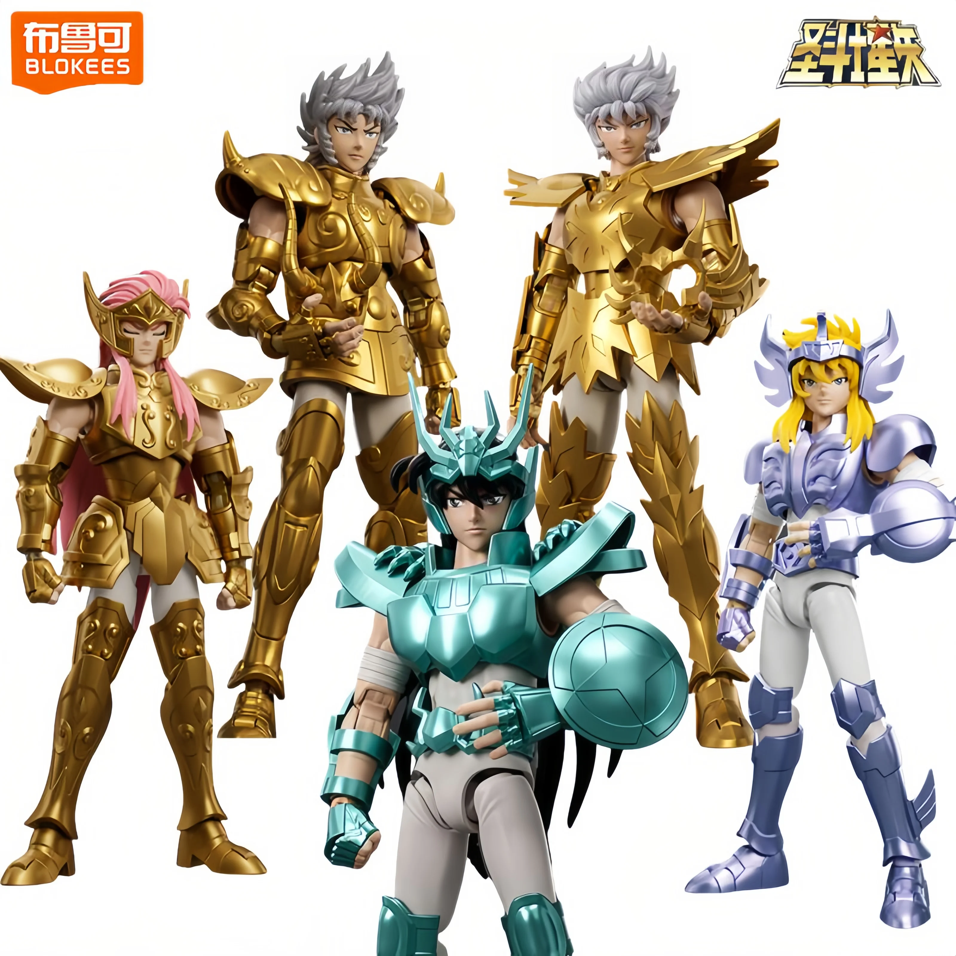 Blokees Saint Seiya Gold Saints Figuras de acción-Dragón Shiryu/Cancer/Capricornio Shura/Cygnus/Acuario juguetes de modelos coleccionables