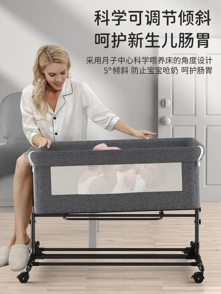 Cuna plegable portátil, cuna lateral, cama móvil para juegos de bebé, cama Bb, recién nacido, empalme Queen - imagen 5