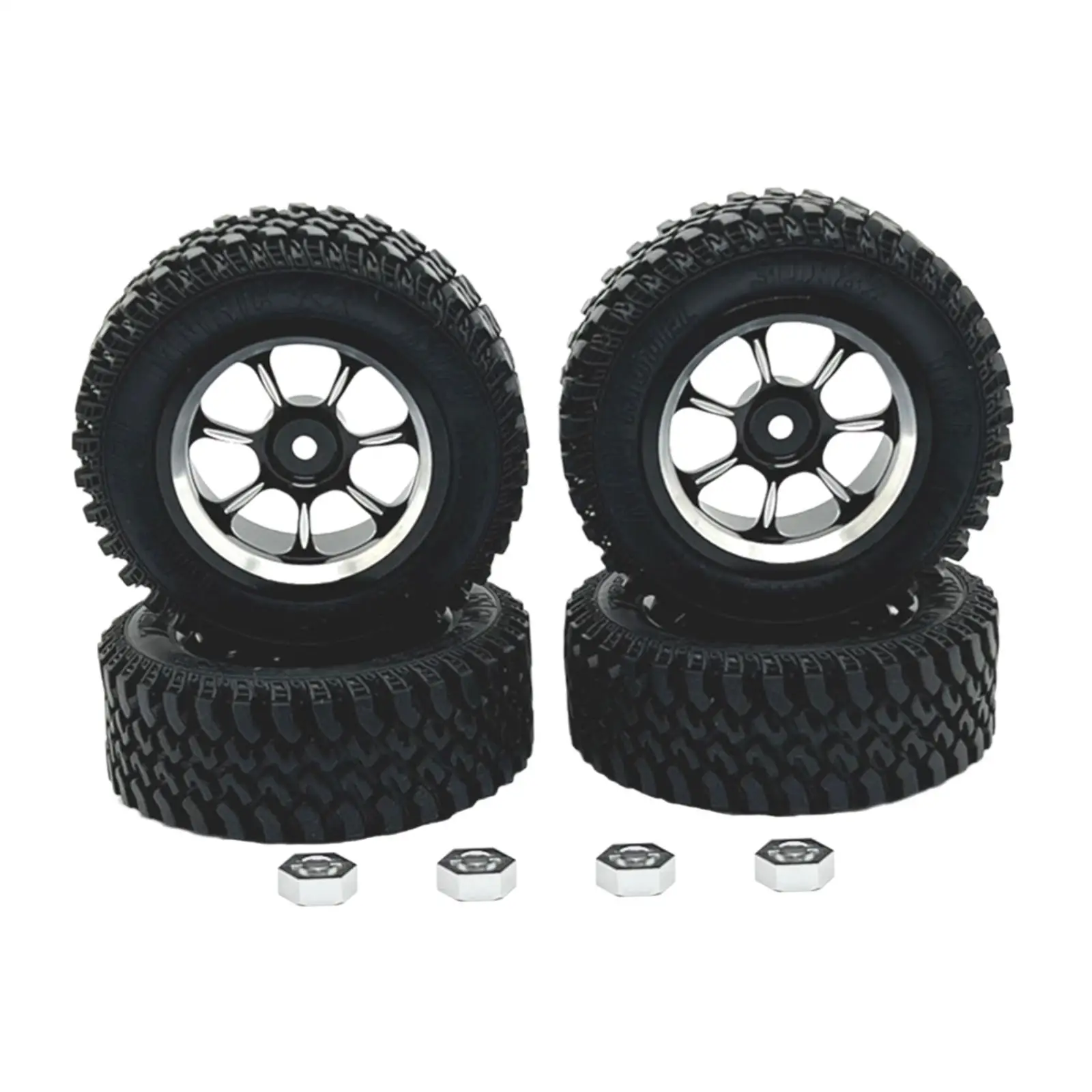 4x RC Wheels and Tires Easy to Install RC Accessory RC Tires with Wheel Rim for MN86 MN86S 1/12 RC Crawler Car DIY Modified