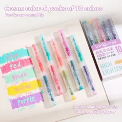 Kit de resaltador de cambio de Color mágico de doble punta, 5 uds., diario de estudiante, álbum de recortes, producción DIY, para marcar, sobrenar, pintar