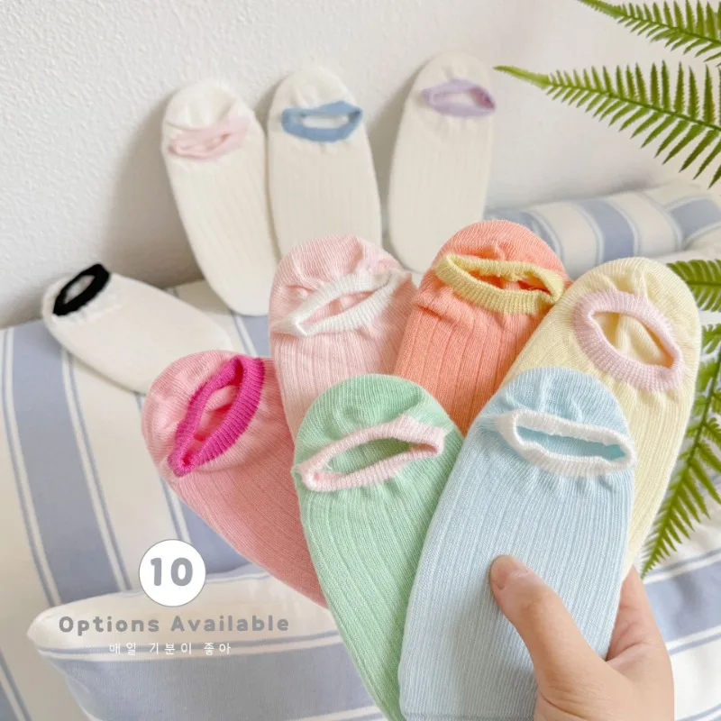 4 par/set de calcetines tobilleros cortos de Color gelatina de verano para niños pequeños, niños y niñas, calcetines finos transpirables de algodón suave, calcetines invisibles de malla