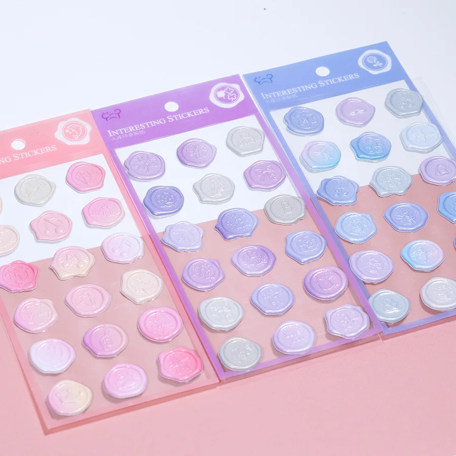 Pegatinas de sello de cera para álbum de recortes, decoración de diario, planificador, papelería coreana, etiquetas de sellado de sobre, 1 unidad