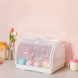 107 Organizador de almacenamiento de biberones: escurridor de vajilla a prueba de polvo, soporte para herramientas de alimentación infantil, soporte de secado higiénico.