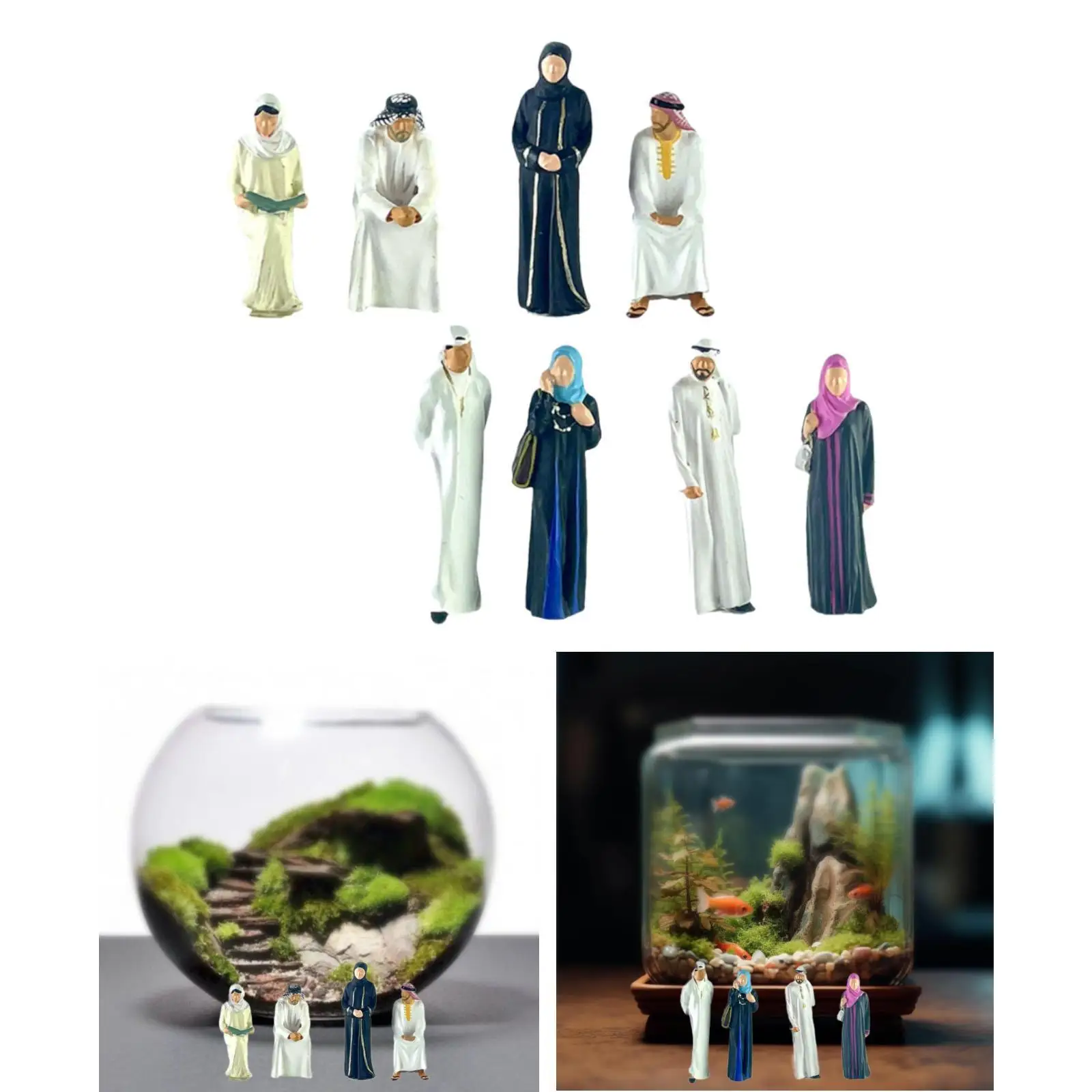 4Pcs 1:64 Hand Painted People Figures Resin for Fariy Garden Miniature Scene