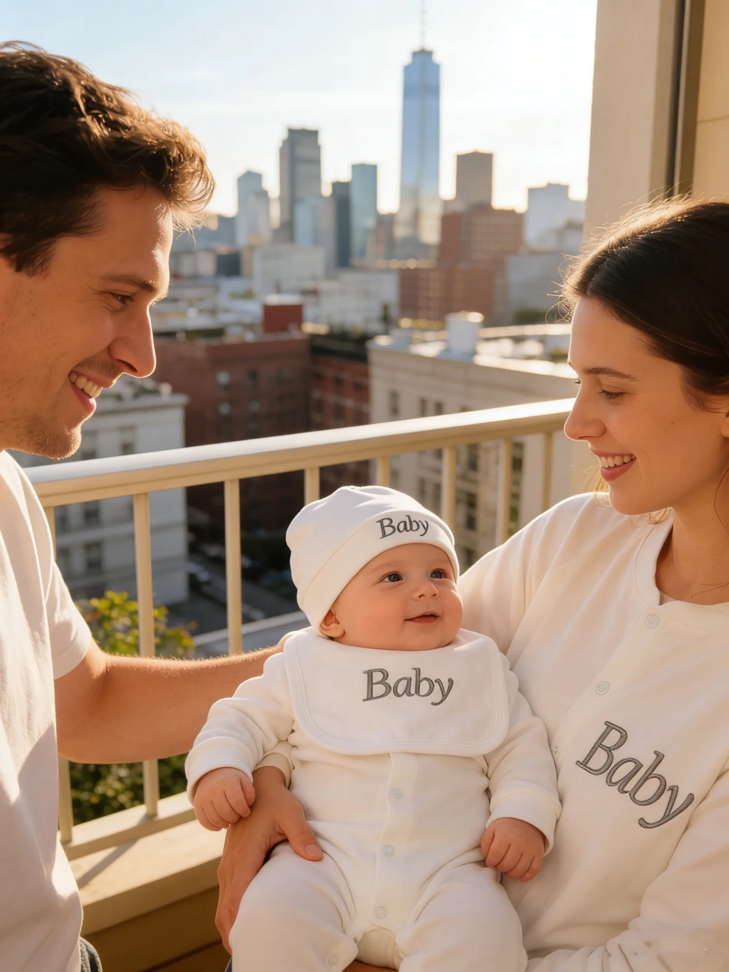 Set de regalo esencial para bebé recién nacido, mono de algodón, gorro, babero, mitones con bordado para bebé para uso diario - imagen 3