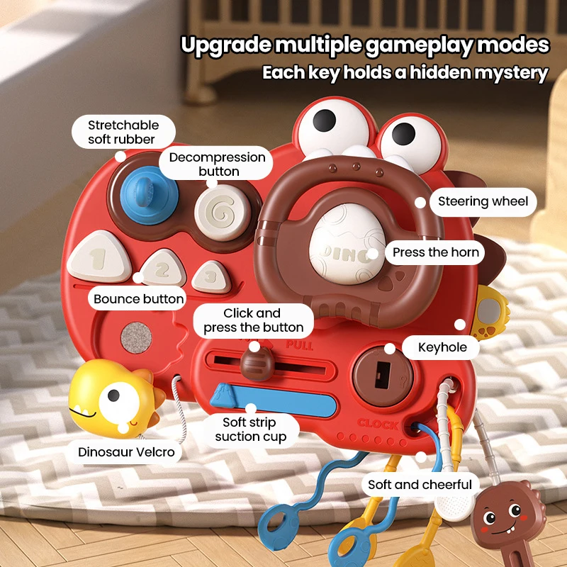 Volante de simulación para bebé, juguetes Montessori, tablero ocupado, cochecito, conducción, juguetes educativos para edades tempranas, regalo de viaje para niño y niña, Navidad - imagen 3