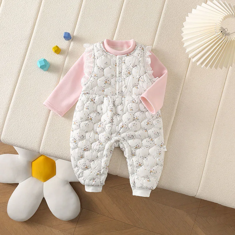 MILANCEL, nuevos peleles de invierno para bebé, lindos Tops rosas infantiles + conjunto general Floral, prendas de vestir para niñas pequeñas, traje - imagen 2