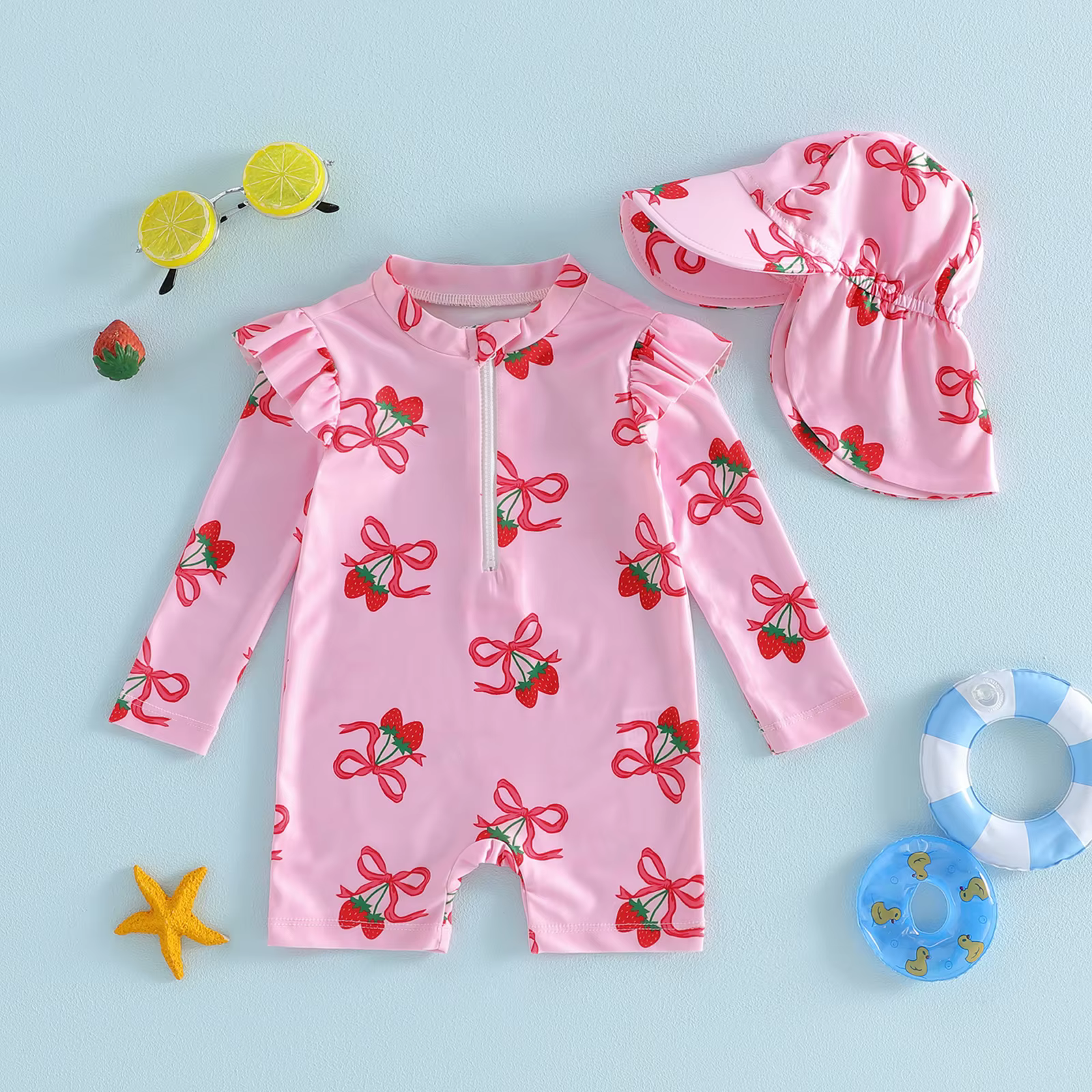 Visgogo Traje de baño 2 piezas para bebé niña con estampado fresa