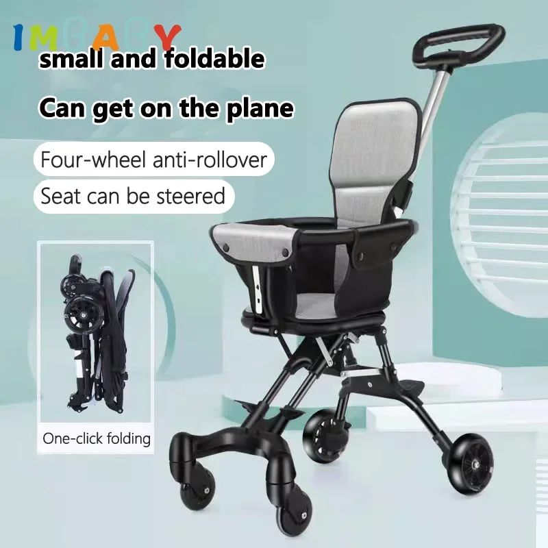 IMBABY Andador para bebé plegable y liviano: diseño de 4 ruedas con asiento reversible, ayuda cómodo para caminar a los niños pequeños - imagen 4