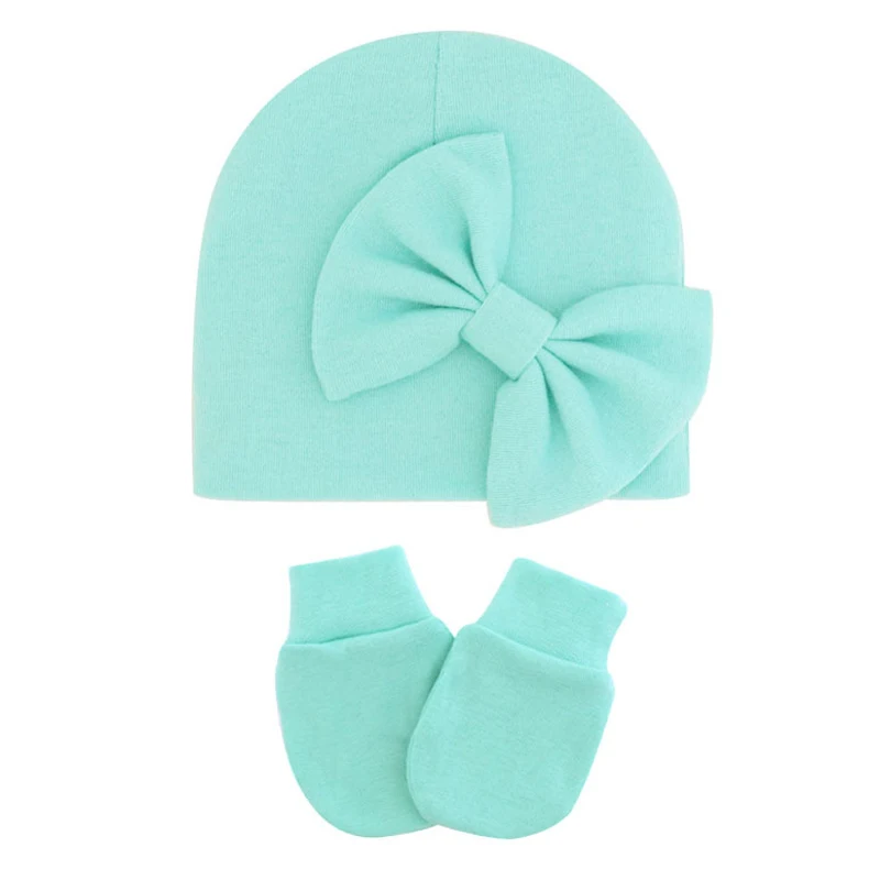 Gorro de algodón para recién nacido con guantes - imagen 5