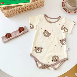 Pelele de oso para recién nacido con diadema – Mono infantil de verano