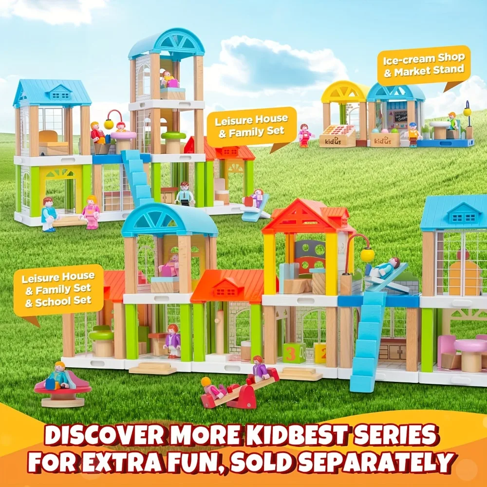 Juego de muebles de casa de muñecas de madera, casa de muñecas en miniatura para exteriores, accesorios escolares con balancín, juguetes para juego de imitación, regalo de cumpleaños - imagen 3