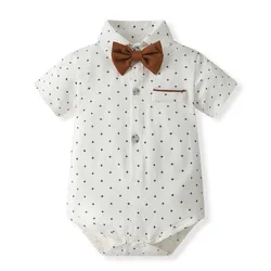 Conjunto verano bebé recién nacido con camiseta lazo y pantalón corto