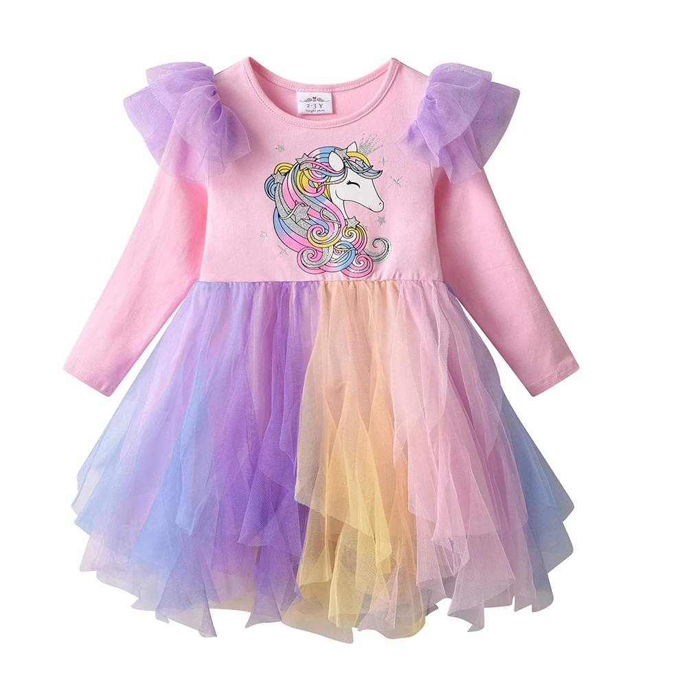 DXTON Vestido de princesa para niña con tul de unicornio