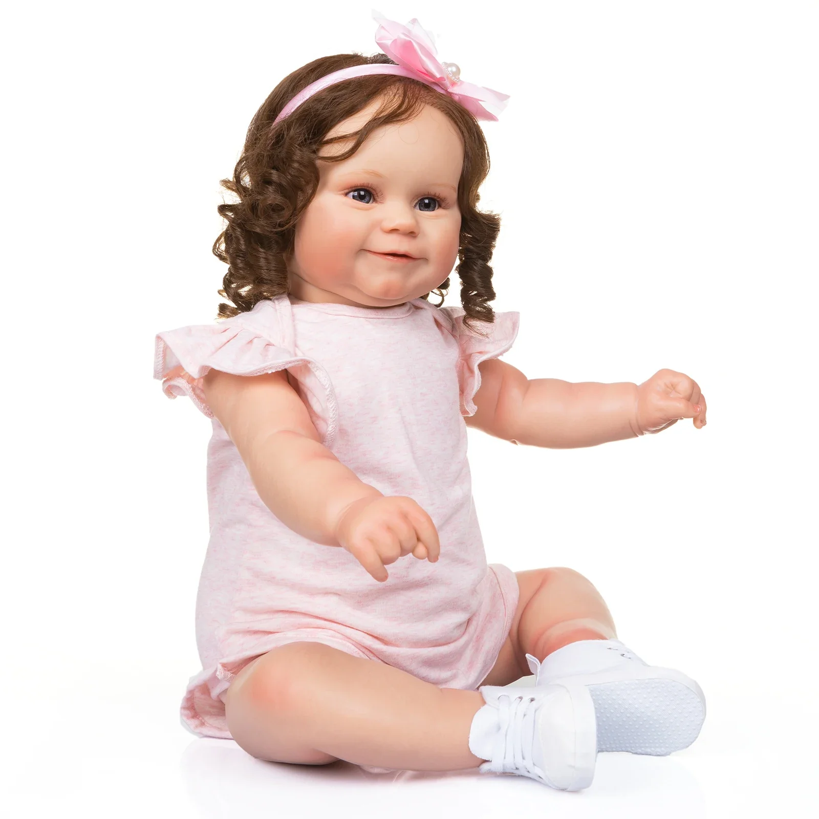 NPK muñeca reborn para niños – pelo marrón enraizado y detalle - imagen 4
