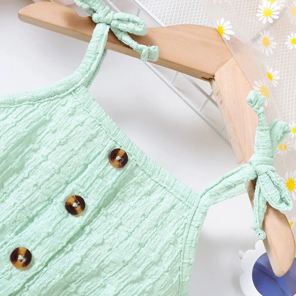 Sweet Mesh Romper Dress Baby Girl Sleeveless Suspender Small Daisy Gauze Skirt Summer Daily Wear for Toddler Girl 3-24 Months - imagen 2