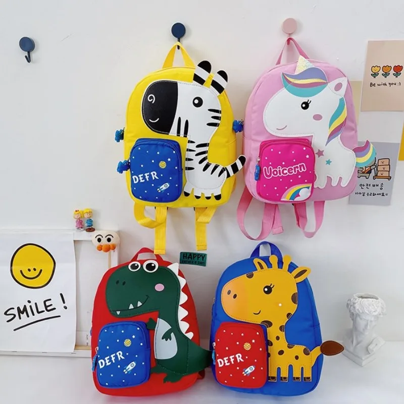 Mochila escolar para niños y niñas, mochila para libros, bonito dinosaurio, unicornio, cebra, ciervo, viaje para bebé, dibujos animados