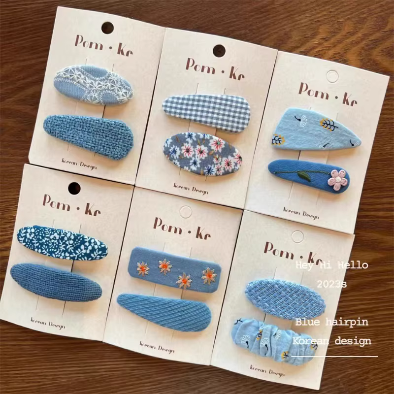 Pinzas para el pelo de niñas infantiles flores azules estilo coreano