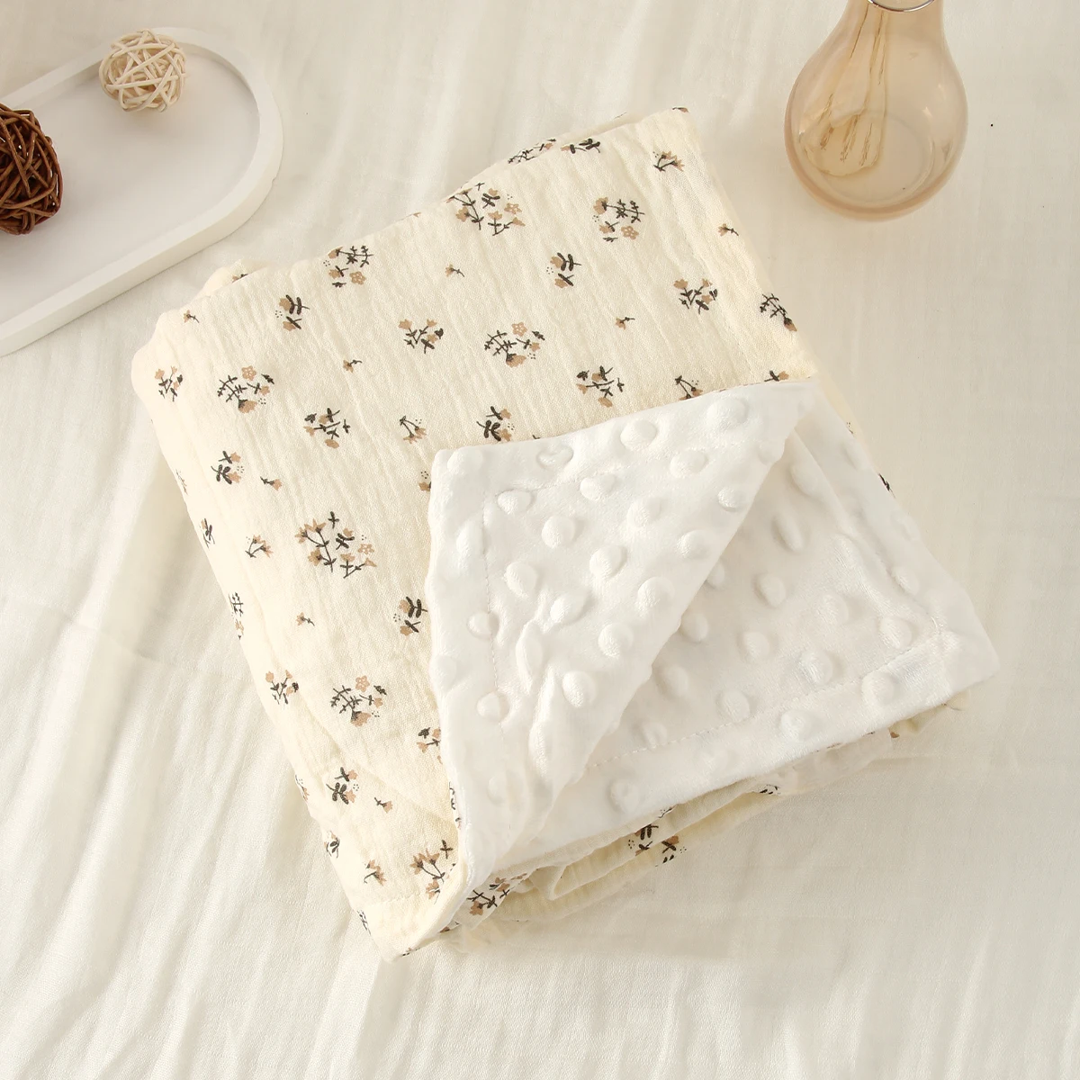 Manta de invierno para bebé y pañales, manta térmica suave de lana para recién nacido, ropa de cama de flores, colcha de algodón, ropa de cama infantil, envoltura envolvente - imagen 5