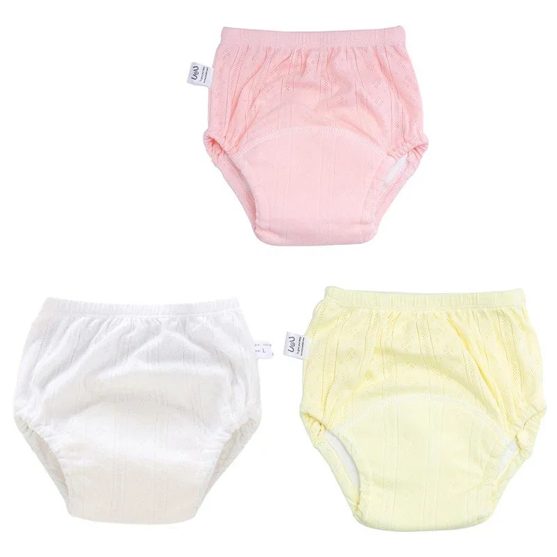 Lote de 3 unidades de pantalones de entrenamiento para recién nacidos, pantalones cortos finos de algodón para bebés, pañales de tela lavables para niños y niñas, pañales reutilizables, bragas infantiles - imagen 5
