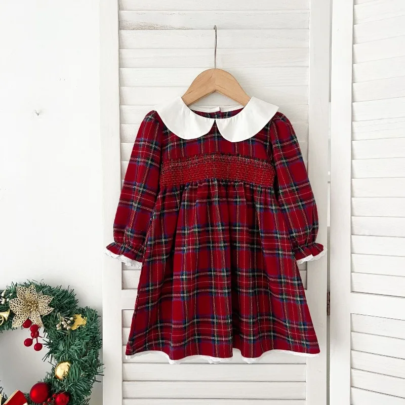 Vestido de cumpleaños de Navidad para niña: trajes formales para hermanos de manga larga de primavera y otoño, detalle de lazo, vestidos de algodón para niños respetuosos con la piel - imagen 5