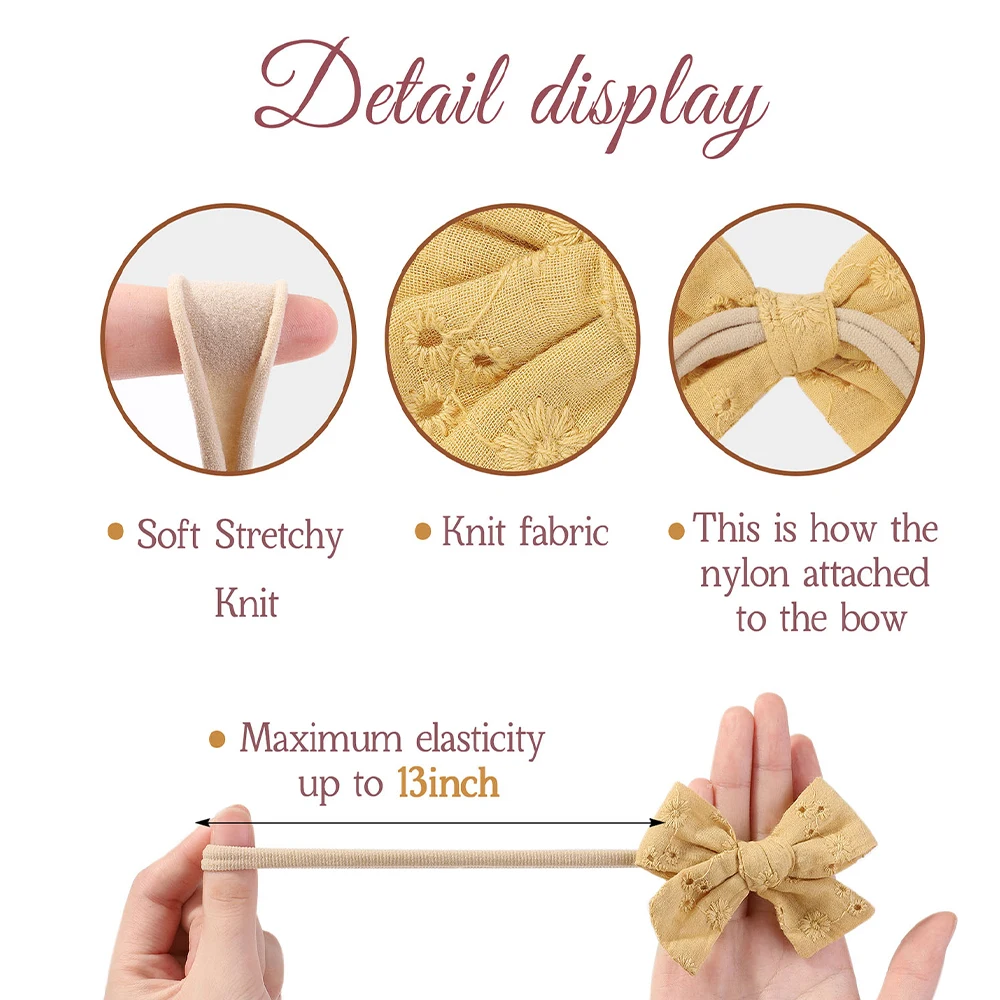 10 Uds. Conjunto de diadema con lazo para niñas, nailon elástico suave, bandas para el pelo de Color sólido para recién nacidos, accesorios para sombreros hechos a mano - imagen 3