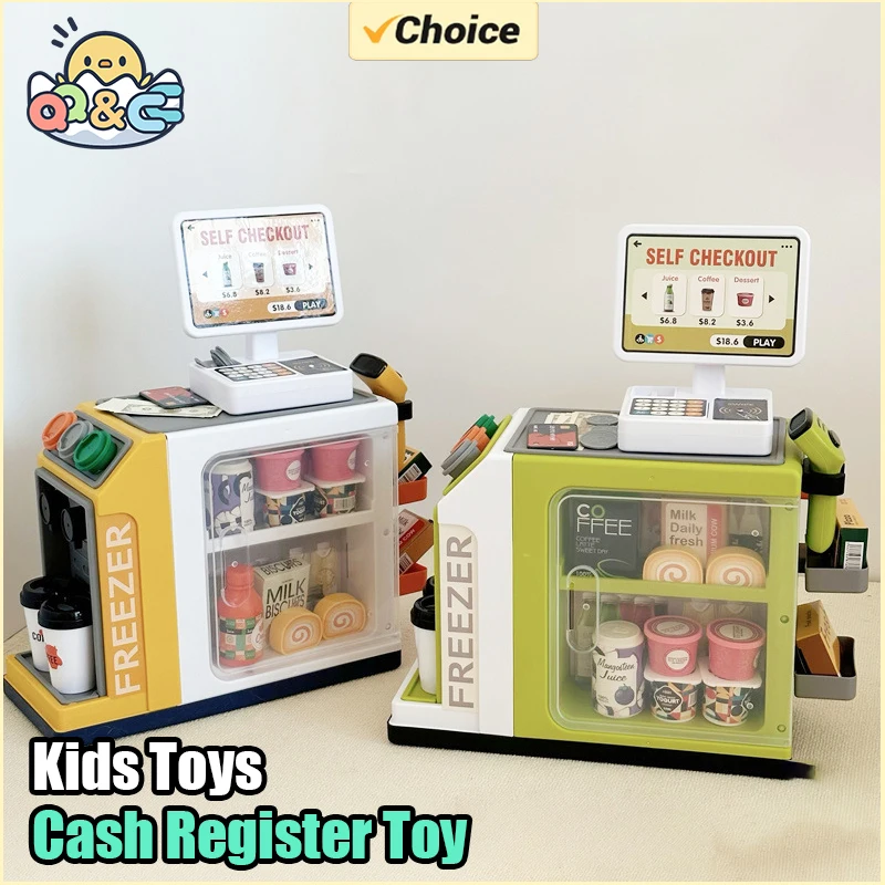 Caja registradora de juguete de simulación, máquina de café eléctrica, juego de rol, calculadora para niños, juguetes de comida en miniatura para niñas, regalos