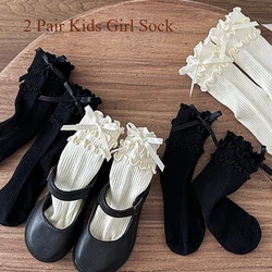Calcetines de algodón con volantes para niña – Estilo princess con lazo