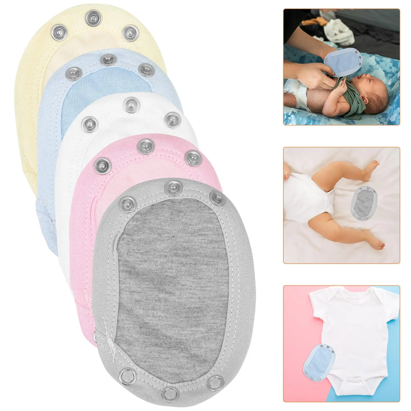 5 piezas de extensores de mono de bebé de algodón caqui Snap Extender película monos mameluco niño niña pantalones largos pantalones cortos - imagen 3