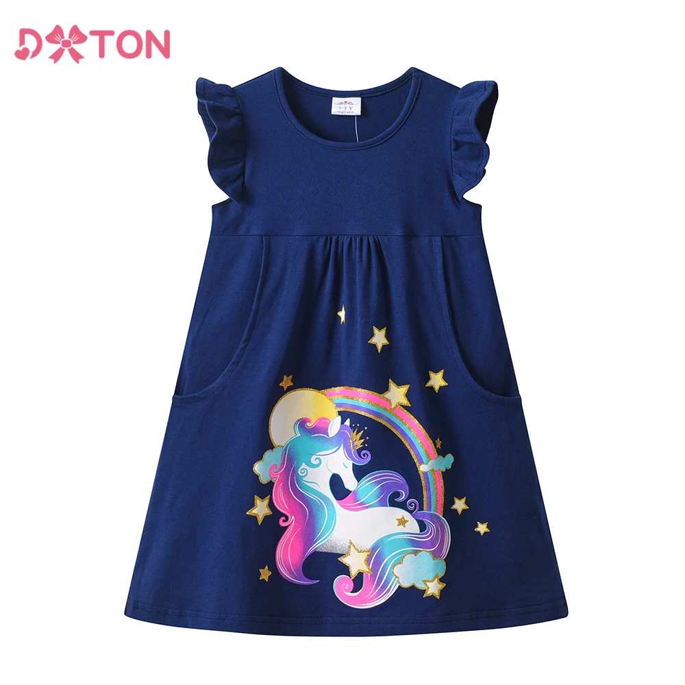 DXTON Vestido sin mangas para niña con bolsillo – Cómodo y veraniego - imagen 2