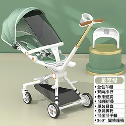 Andador plegable para bebé con asiento reclinable y ruedas antivuelco