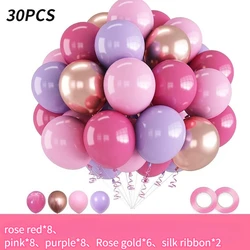 Globos fiesta metálicos rosa morado cumpleaños niña látex brillante