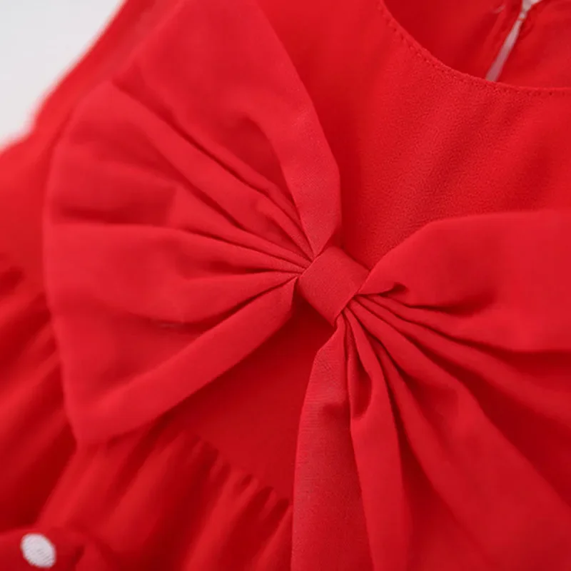 Ropa infantil de verano para niña, vestidos de gasa sin mangas con bonito lazo grande de dibujos animados coreanos, ropa para bebé, vestido de primer cumpleaños B077 - imagen 5