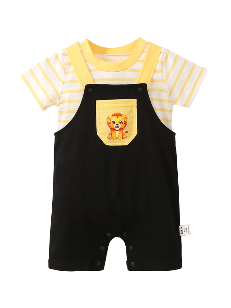 Mono de tirantes triangulares para bebé, mangas cortas finas, accesorios para niños, Verano - imagen 2