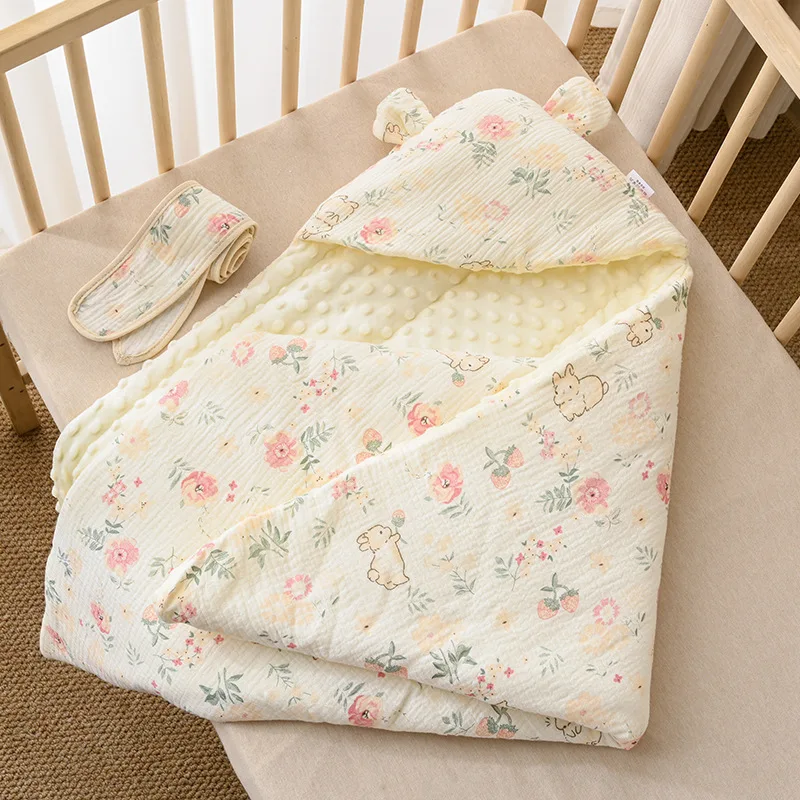 Manta de algodón suave con estampado floral para bebé recién nacido - imagen 3