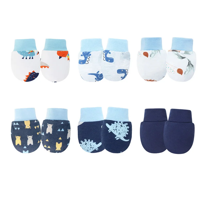 Manoplas de bebé para niñas y niños, manoplas de protección facial con estampado de dibujos animados, antiarañazos, de algodón suave, regalos para recién nacidos, suministros infantiles, 12 Uds. - imagen 4