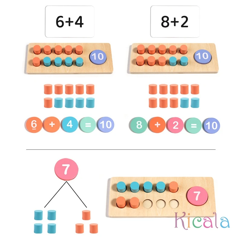 Niños matemáticas aritmética de madera Digital descomposición aritmética juegos Montessori bebé juguetes educativos de Aprendizaje Temprano - imagen 4