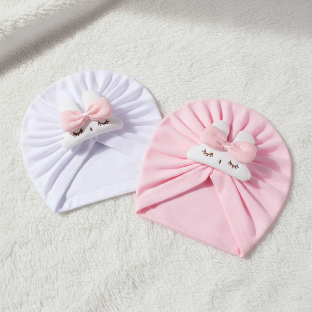 MILANCEL nueva gorra Fetal infantil de primavera 0-12M decoración de lazo de conejito de dibujos animados sombrero con capucha para bebé 10 colores sombrero ventilado para niños pequeños - imagen 5