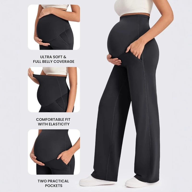 Pantalones maternity con soporte de vientre – Pierna ancha - imagen 4
