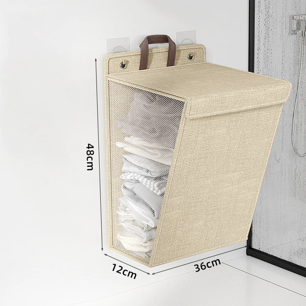 Cesto de la colada adhesivo plegable – Organizador de malla para pared