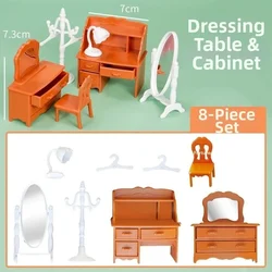 Muebles miniatura para casa de muñecas con cocina y sofá