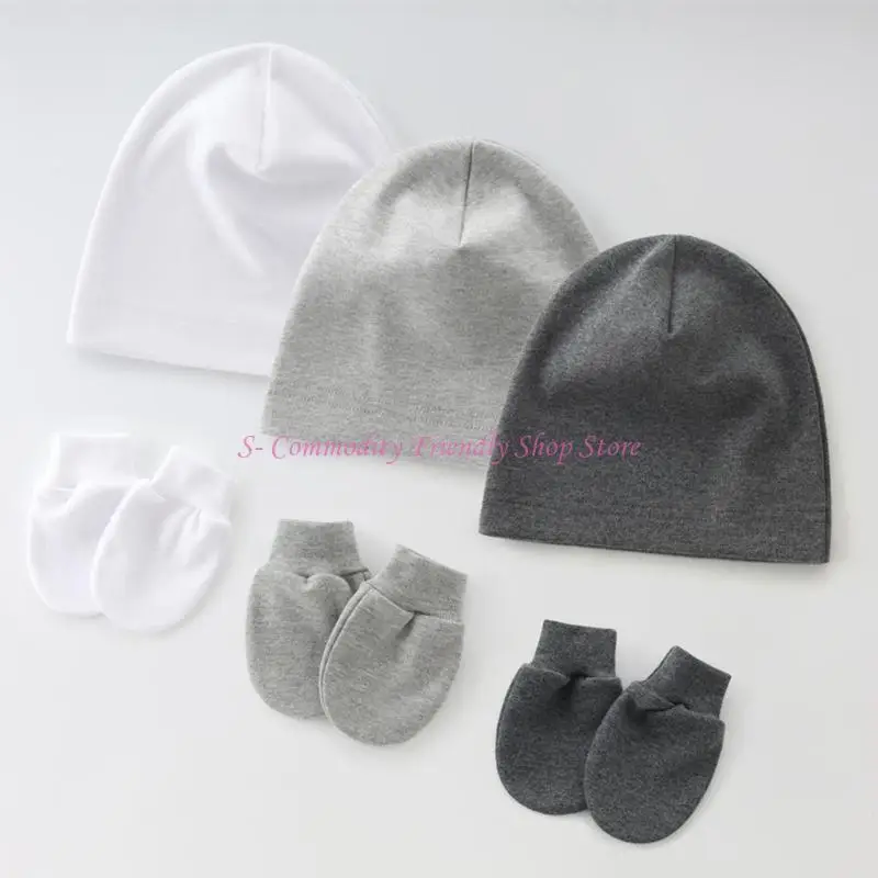Guantes antiarañazos 85AE con gorro, gorros turbante para recién nacidos, gorro fetal suave y transpirable para bebé - imagen 4