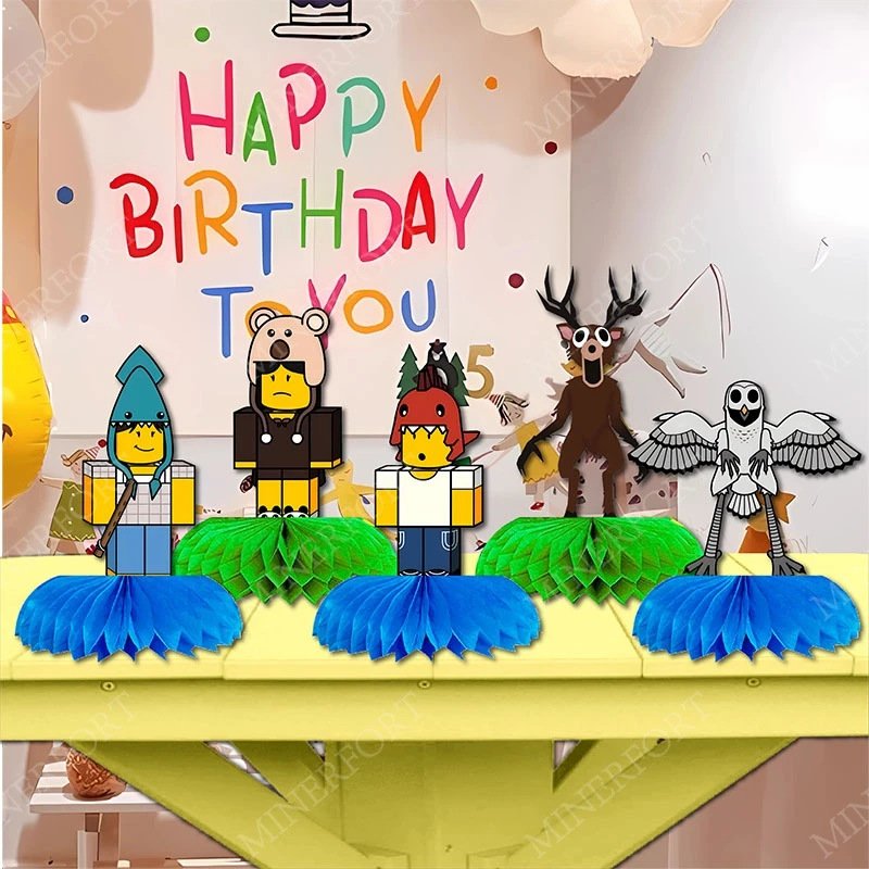 Roblox 99 noches en el bosque combinación de panal juego de dibujos animados temático juego de vajilla para decoración cumpleaños fiesta de bienvenida al bebé - imagen 5
