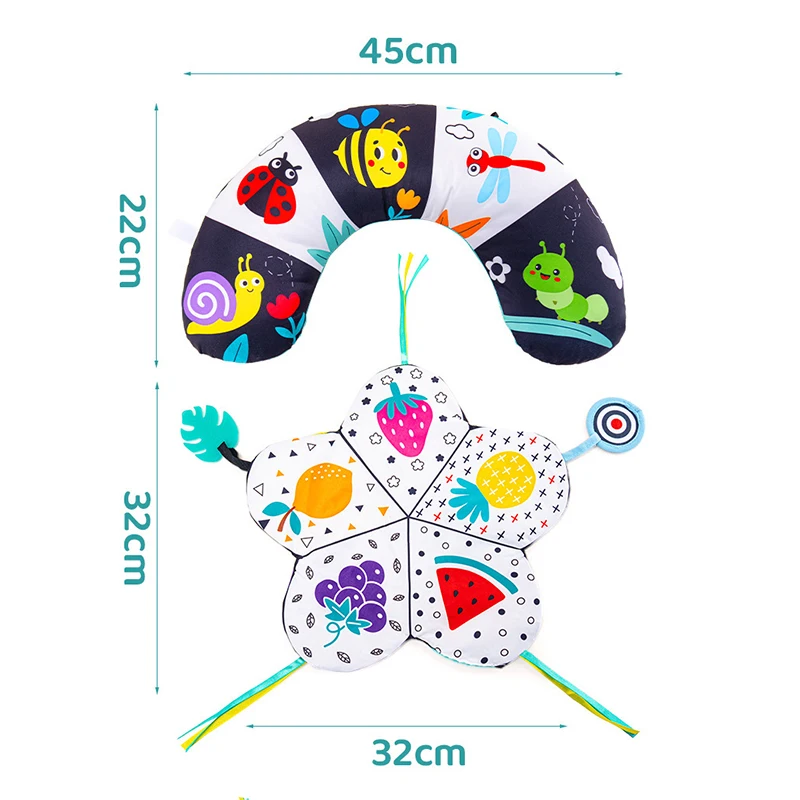 Cojín tiempo boca abajo para bebé – Estimulación sensorial con dibujos - imagen 5
