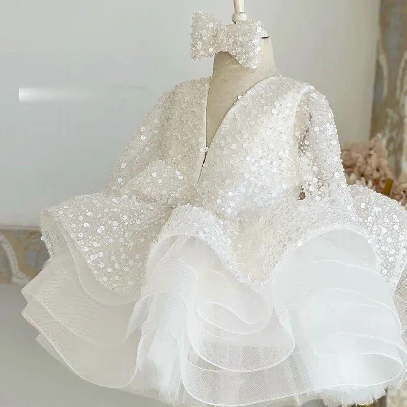 Vestido de gasa esponjoso blanco para niña, vestido de princesa, modelo de presentador, desfile de pasarela, vestido infantil, colección de cabello transfronterizo - imagen 2