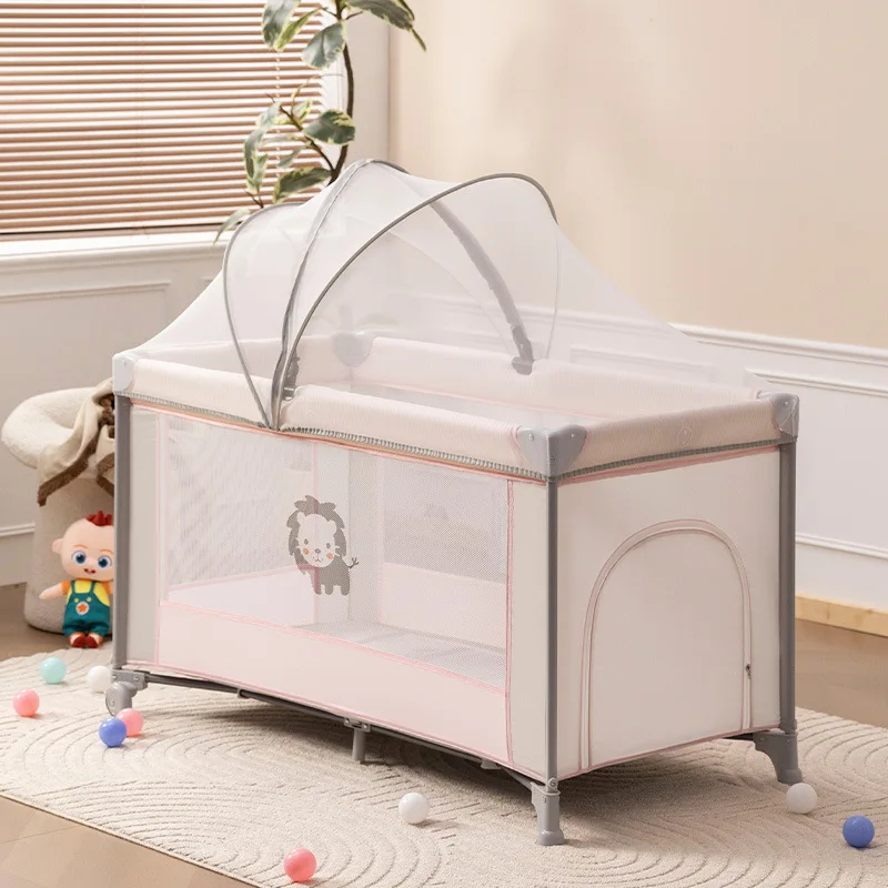 Cuna portátil plegable para bebé con mosquitera y colchón