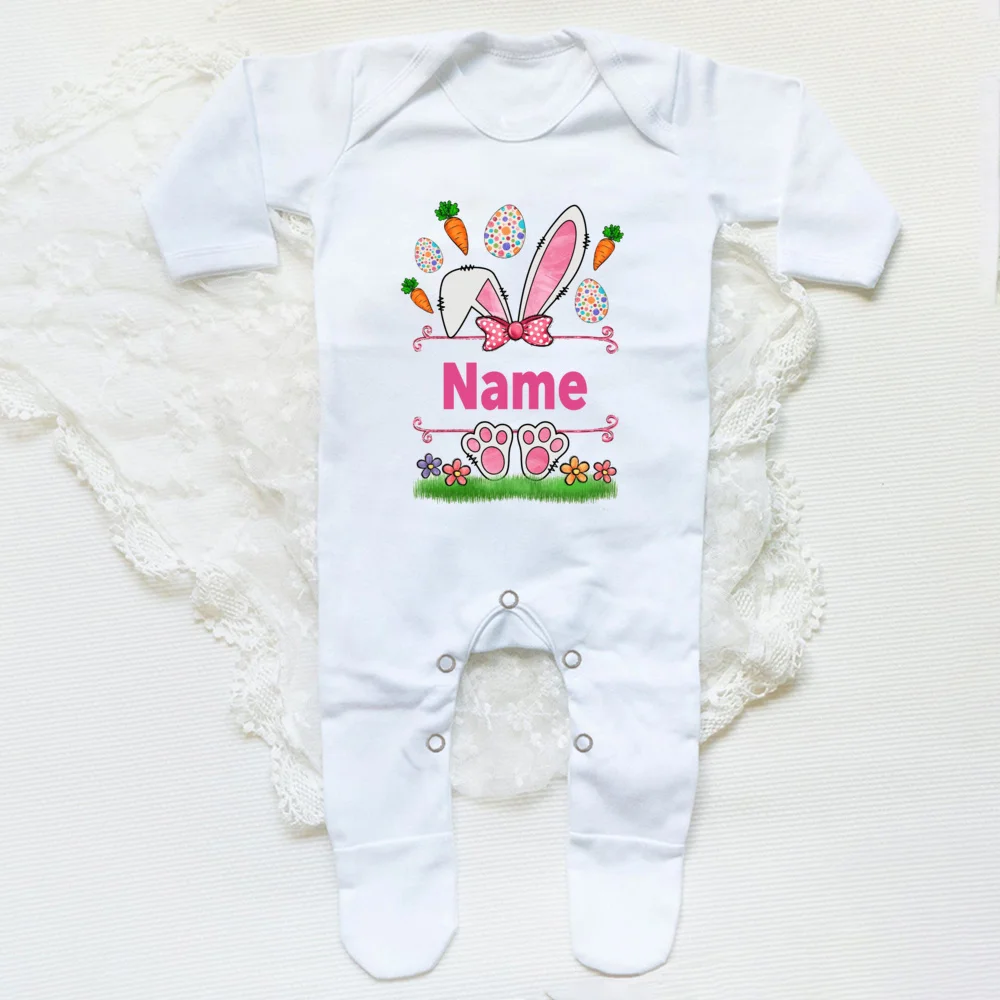 Mono bebé Pascua personalizado con nombre manga larga